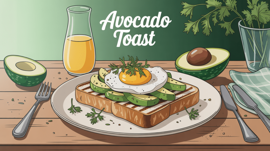 avocado toast recette ambiance brunch chic sur table en bois