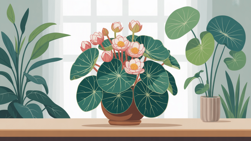 bégonia nénuphar en intérieur au feuillage graphique