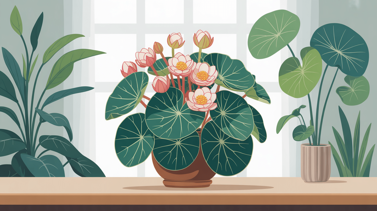 bégonia nénuphar en intérieur au feuillage graphique
