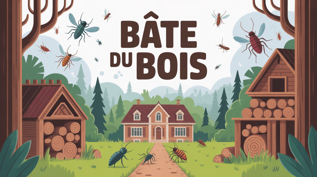 illustration bete du bois et charpente ancienne