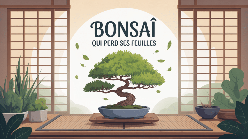 bonsai perd ses feuilles sur plateau zen ambiance calme