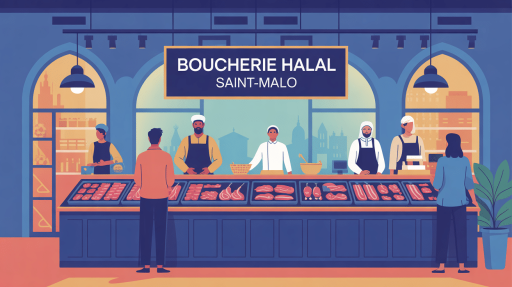 illustration comptoir boucherie halal saint malo