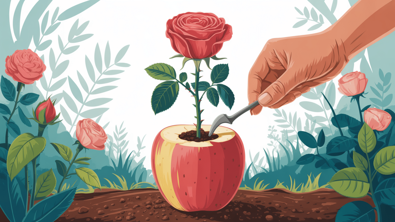 illustration bouture rosier pomme de terre processus