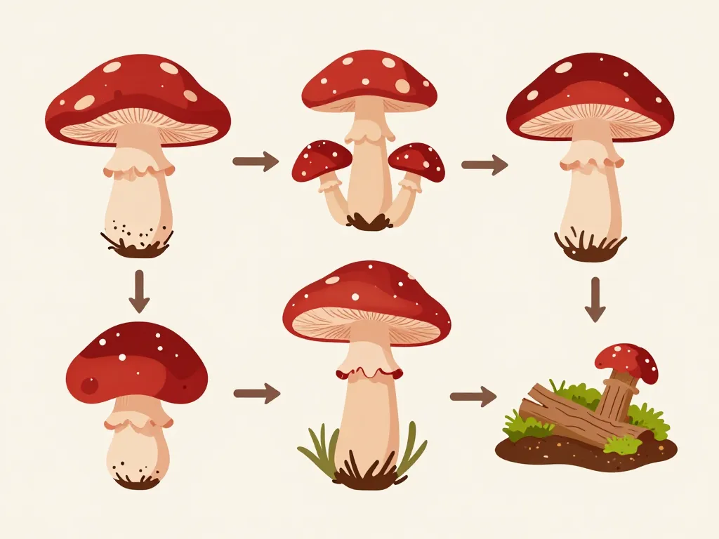 diagramme identification petit champignon rouge chapeau pied lamelles