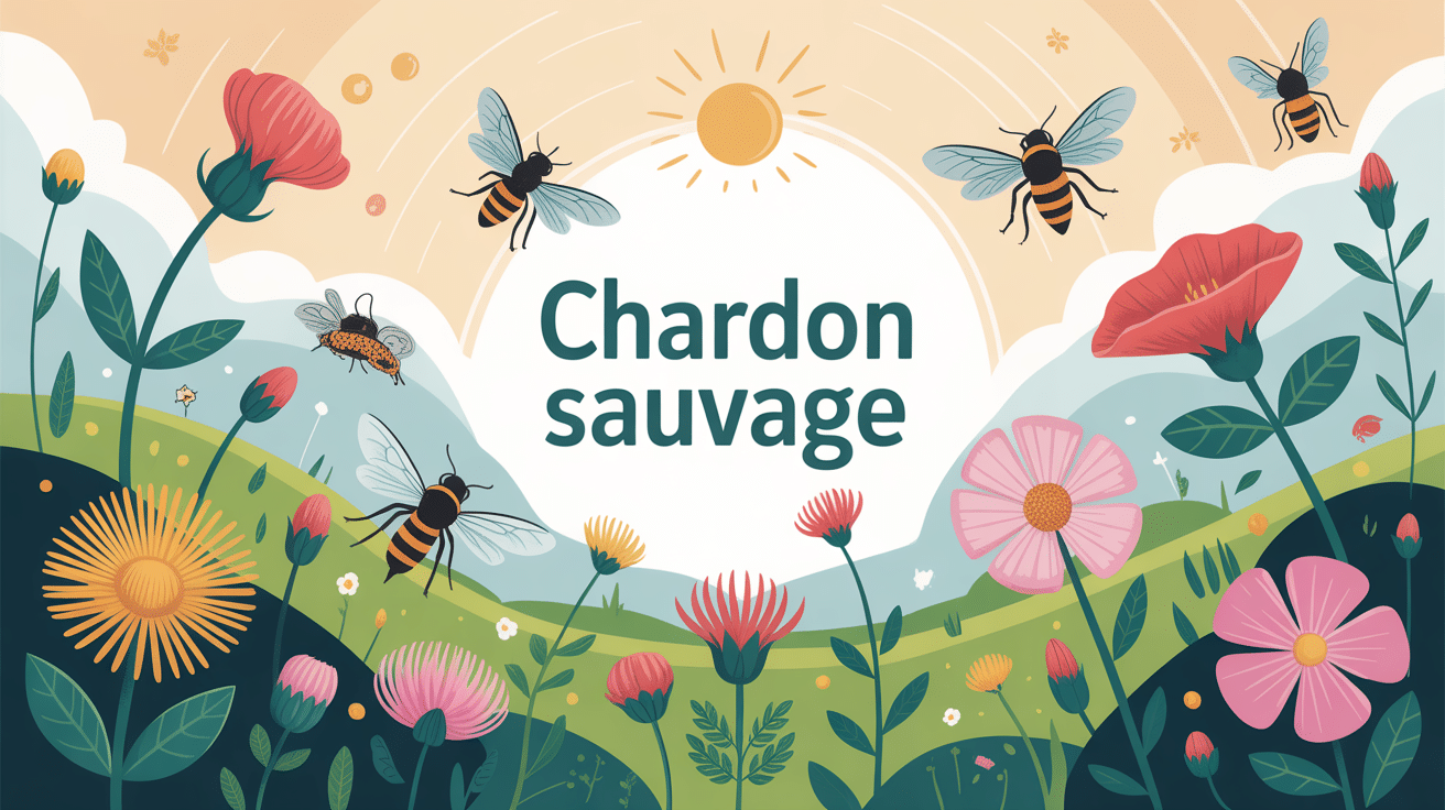 illustration chardon sauvage abeilles papillons biodiversité