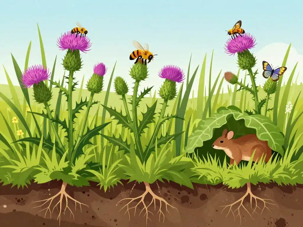 chardon sauvage nature pollinisateurs sol biodiversité