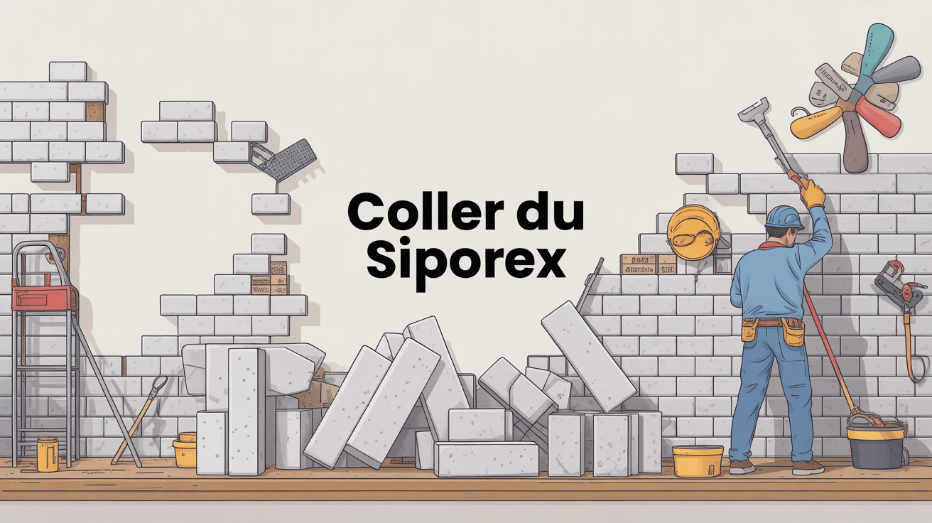 coller du siporex mur béton cellulaire illustration