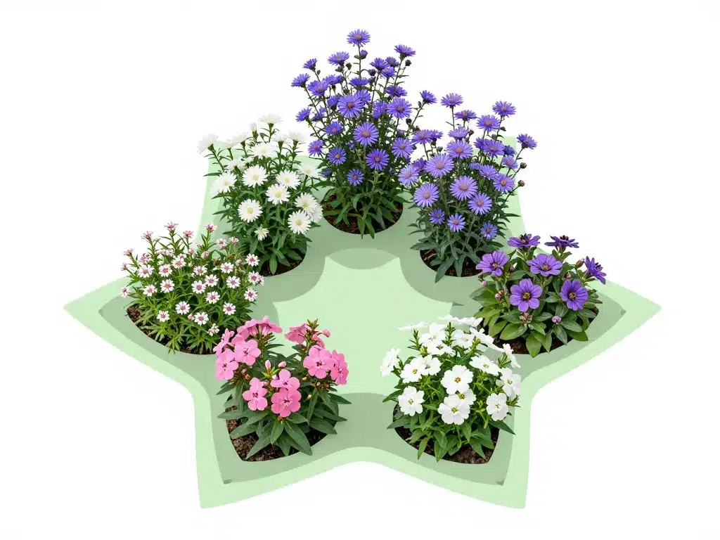 Schéma massif harmonieux avec fleurs étoilées