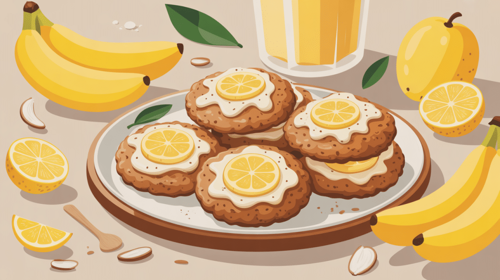 illustration cookies flocon d avoine banane ambiance cosy