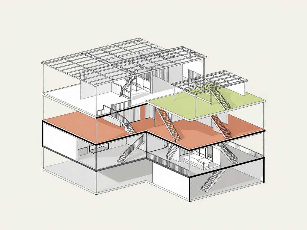 coupe type concept architecturale bâtiment intérieur