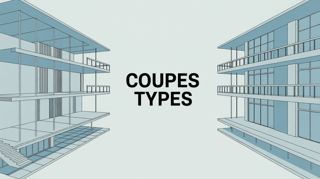 illustration coupe types bâtiment coupe longitudinale transversale
