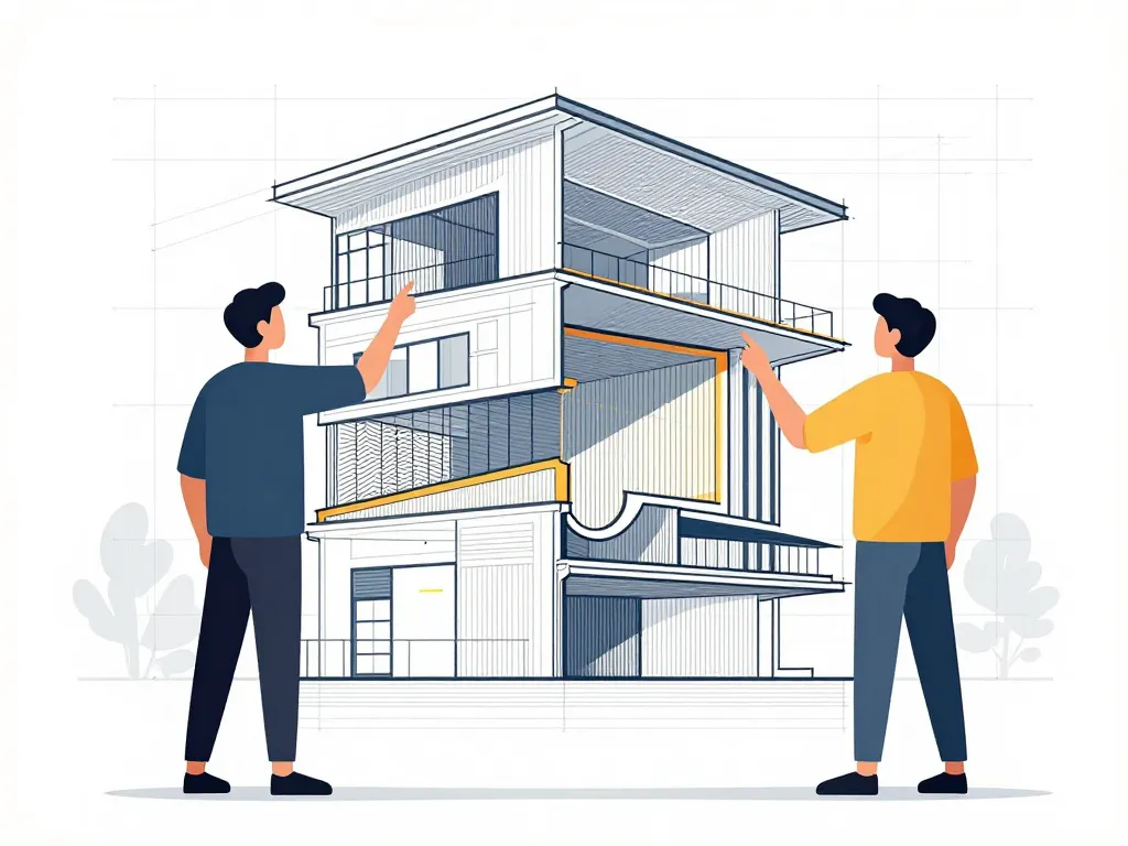 architectes examinent coupes types détaillées lisibles