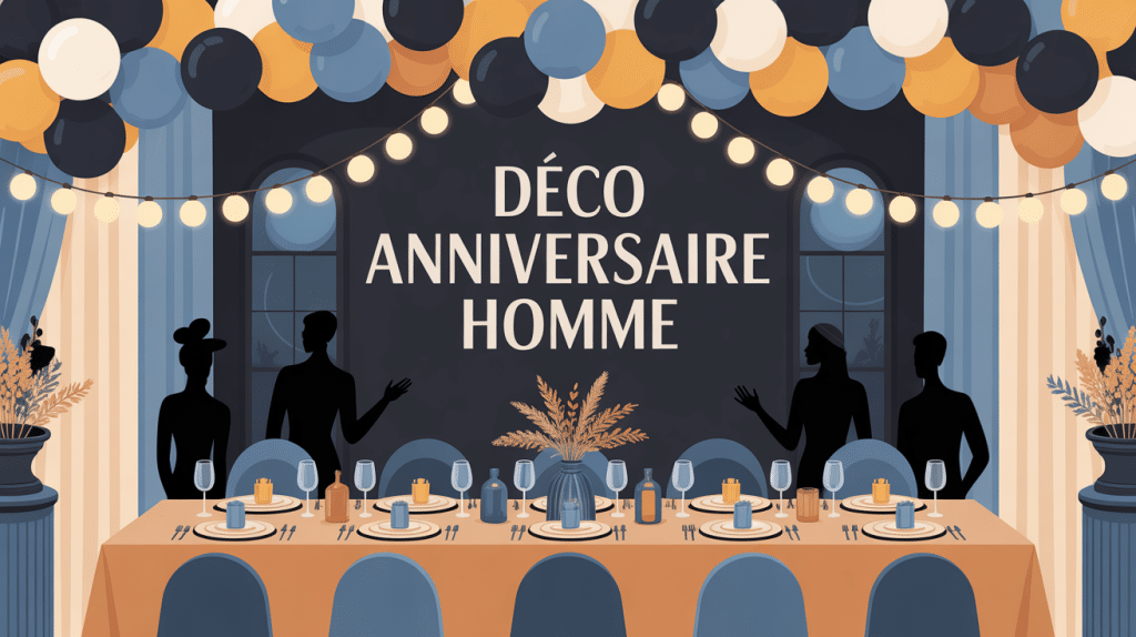 deco anniversaire homme, fête élégante pour adulte