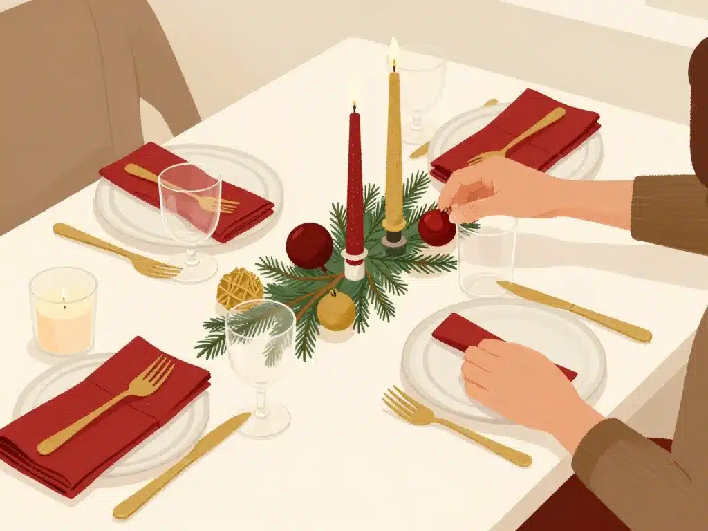 deco table noel harmonieuse, couleurs, accessoires, ambiance