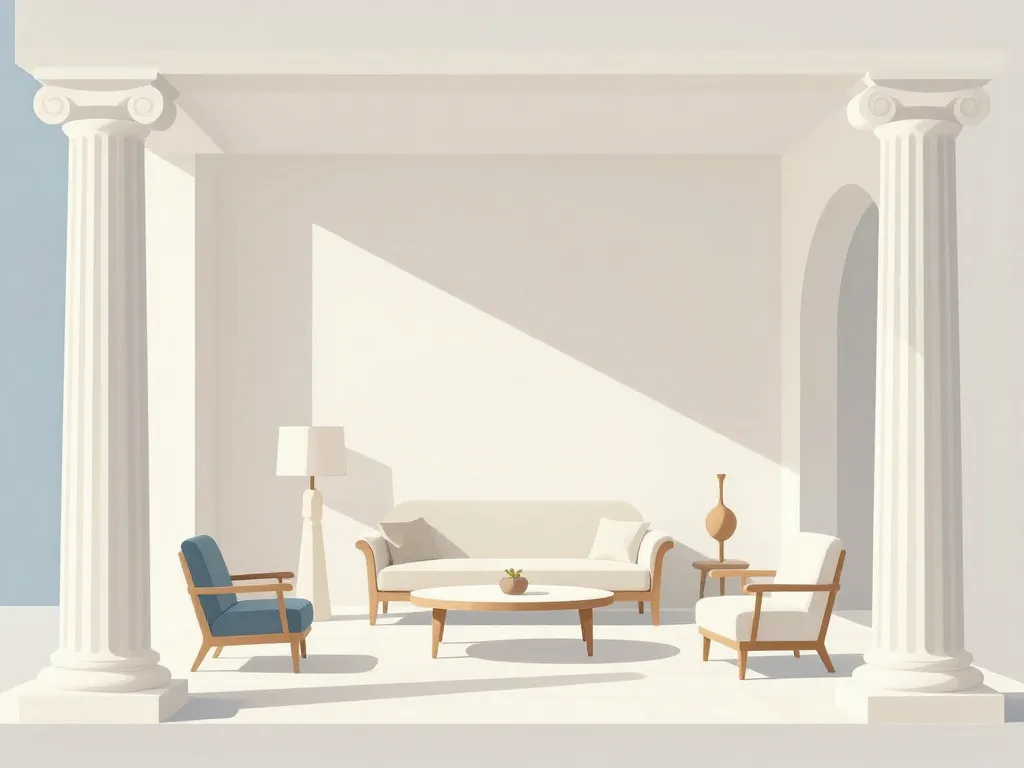 Intérieur esprit décoration grecque antique lumineux