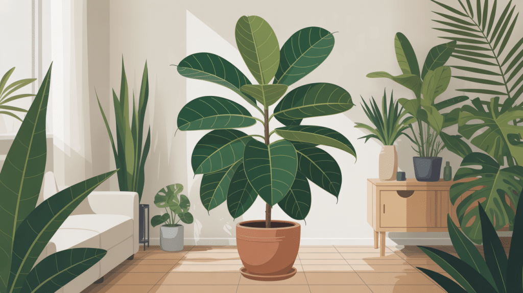 ficus cyathistipula plante d'intérieur robuste dans salon moderne