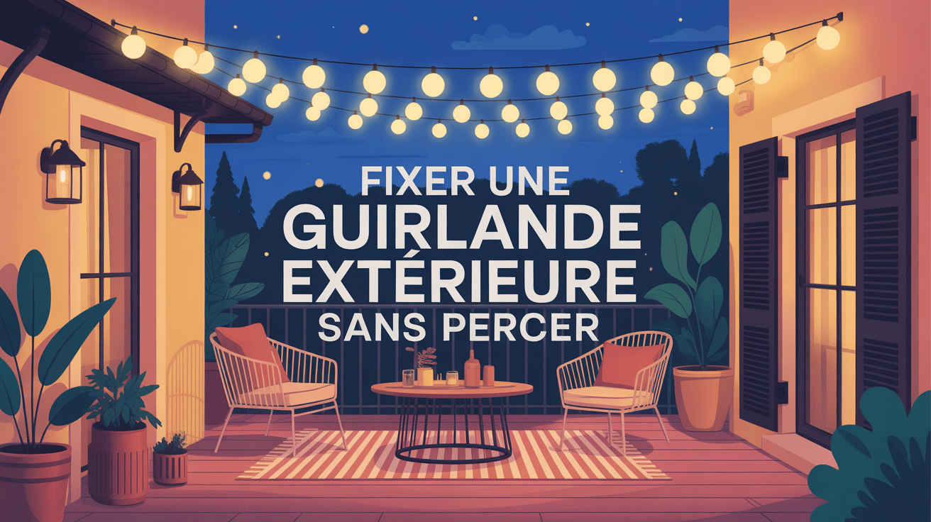fixer guirlande extérieur sans percer sur terrasse balcon façade