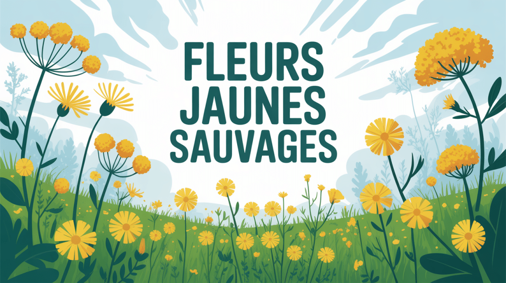 illustration champ de fleur jaune sauvage