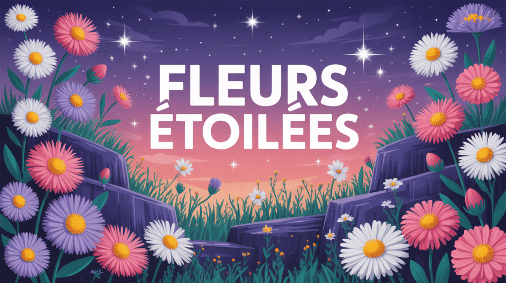 Illustration moderne de jardin avec fleurs étoilées