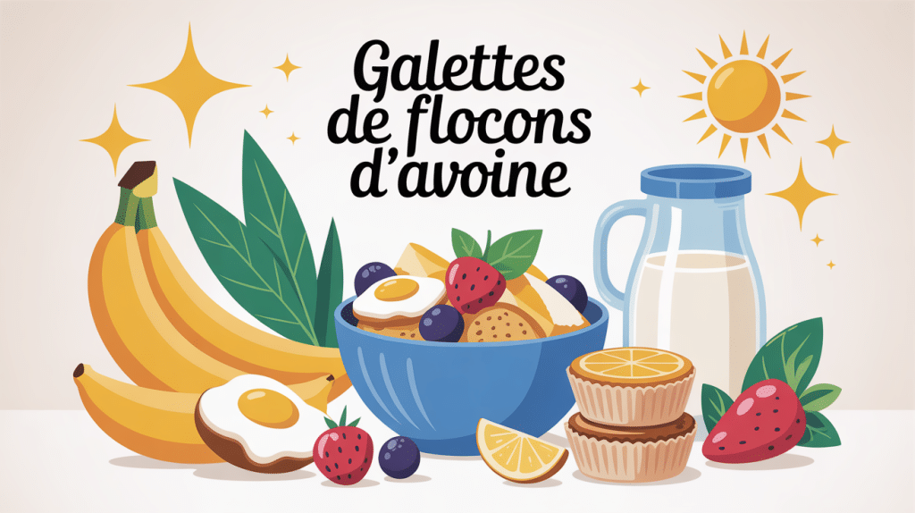 illustration galettes de flocons d avoine bol et ingrédients