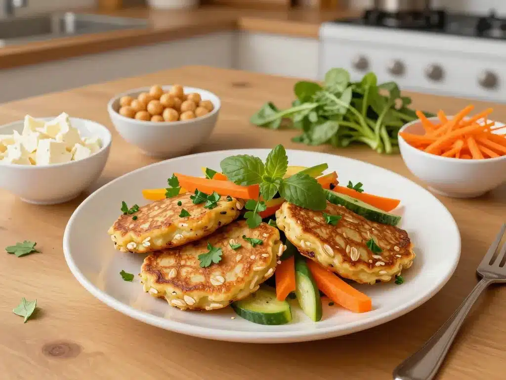 galettes de flocons d avoine salees legumes assiette