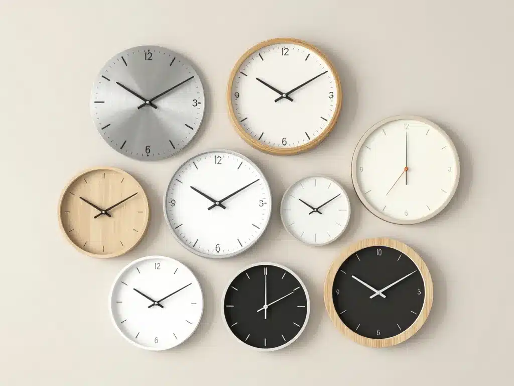 horloges murales digitales design différents matériaux et styles