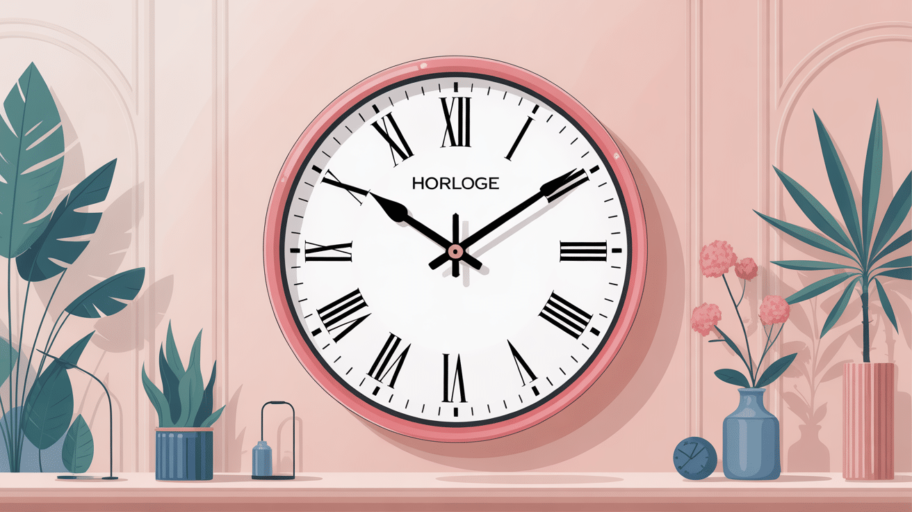 horloge rose moderne sur mur décor élégant