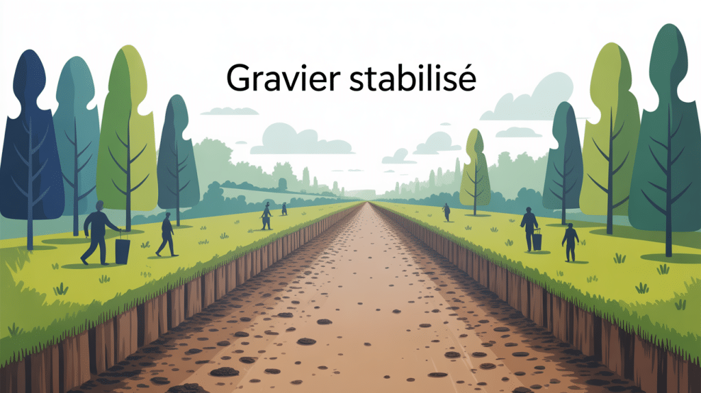 inconvénient gravier stabilisé vu global sur allée extérieure
