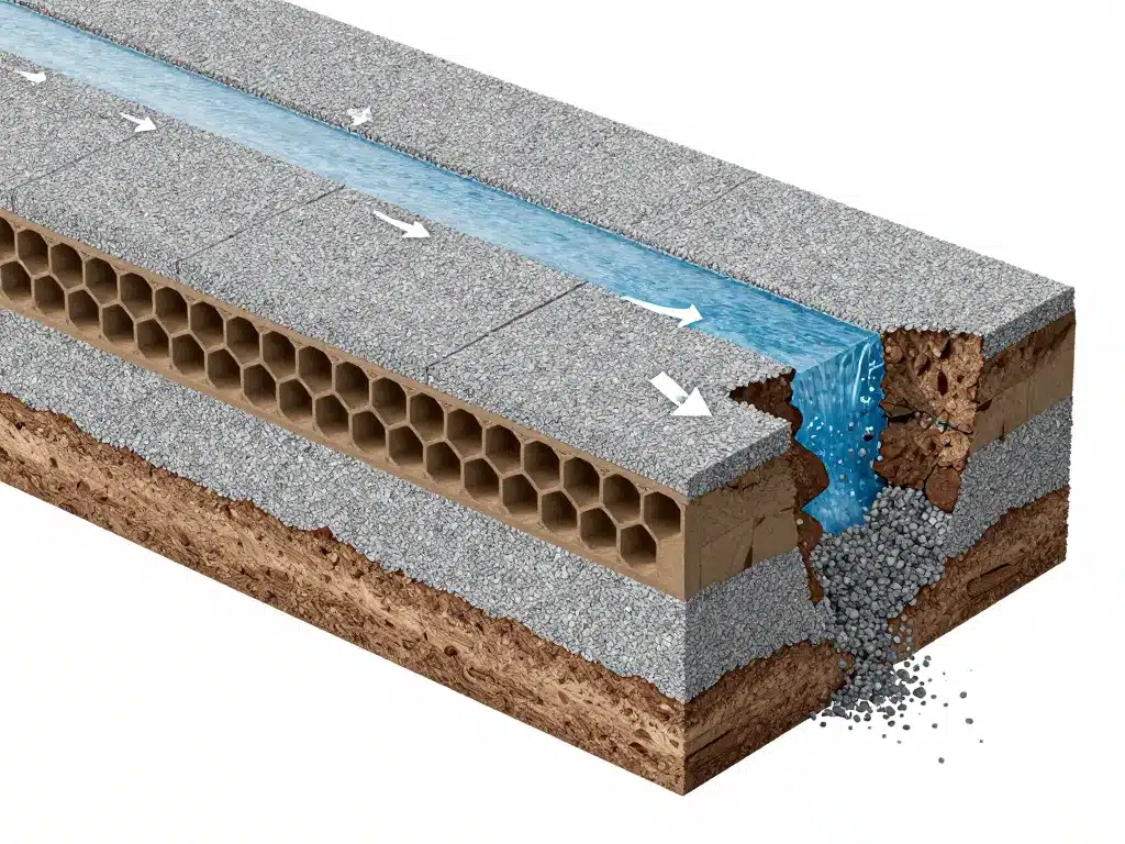 inconvénient gravier stabilisé schéma coupe structure
