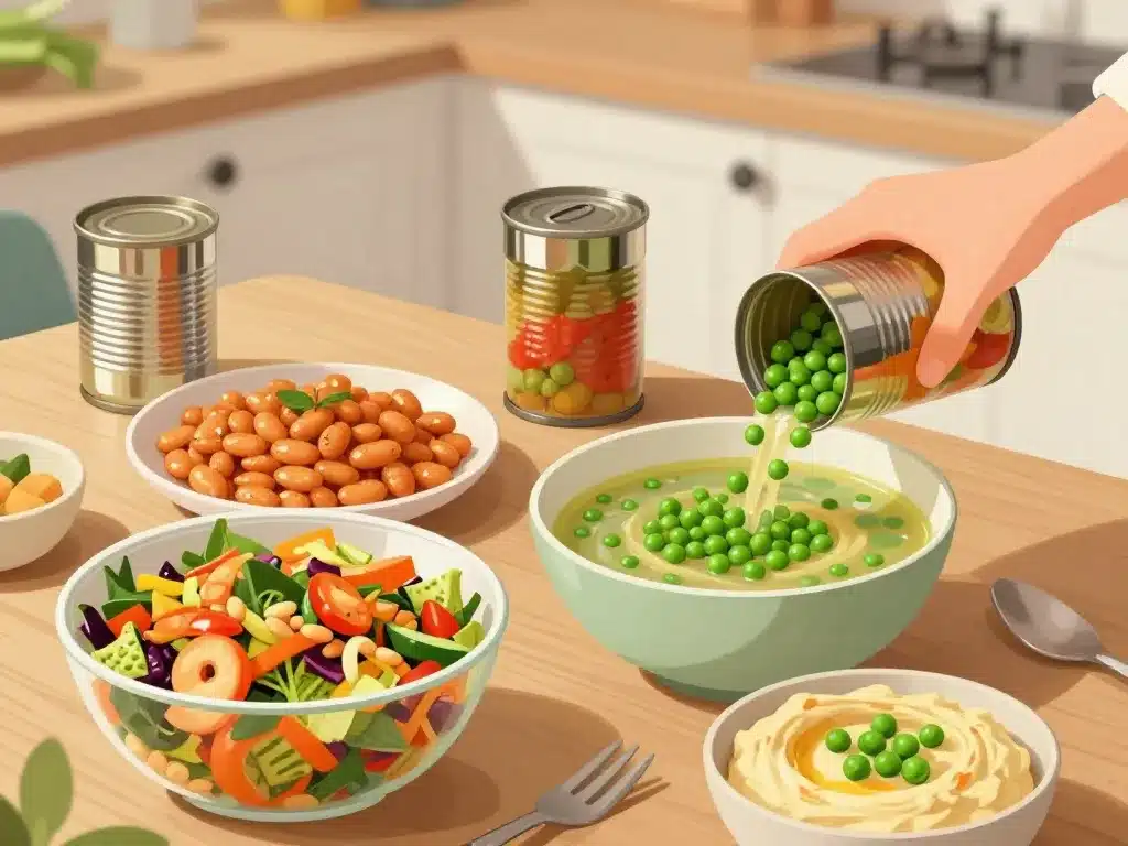 legumes en boite de conserve repas equilibre cuisine maison