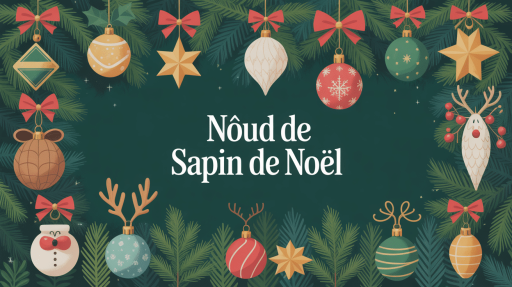 illustration festive noeud sapin de noel décoré