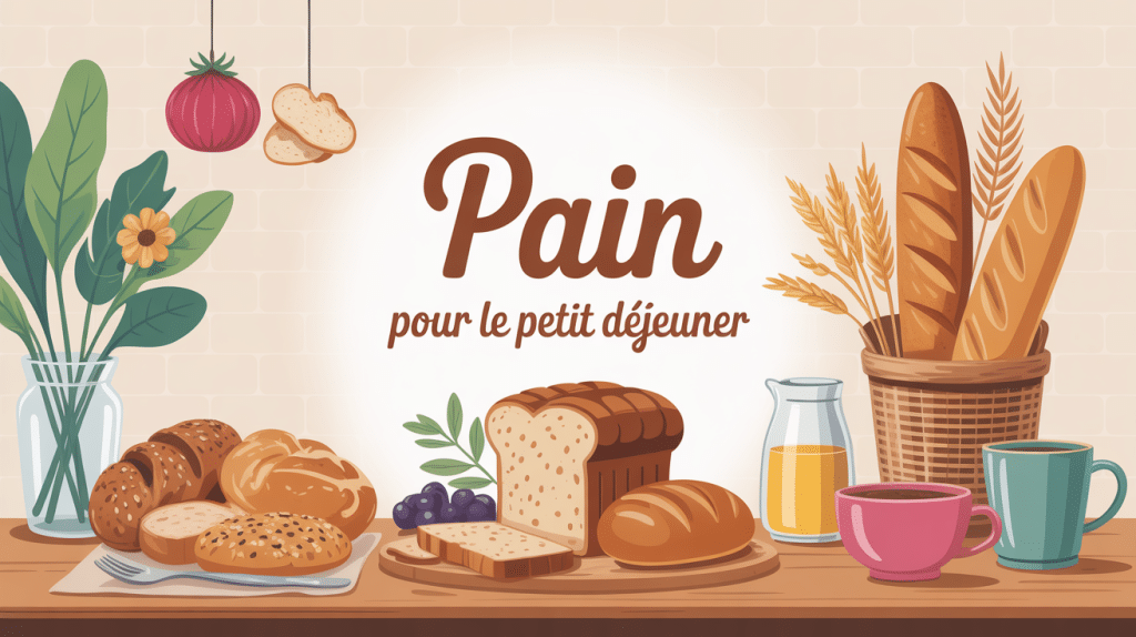pain pour petit déjeuner assortiments variés décor matin