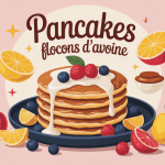 pile de pancakes flocons d avoine avec fruits sur table de petit dejeuner