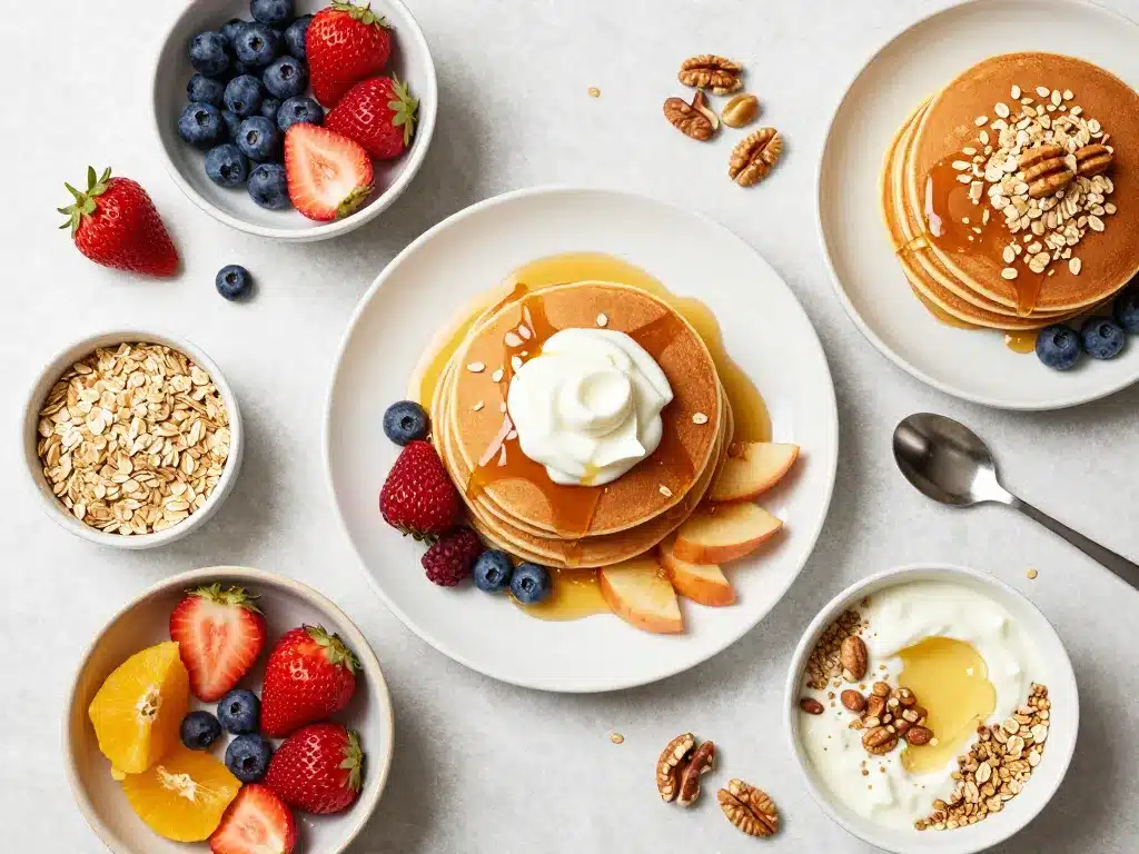pancakes son d'avoine avec toppings healthy variés