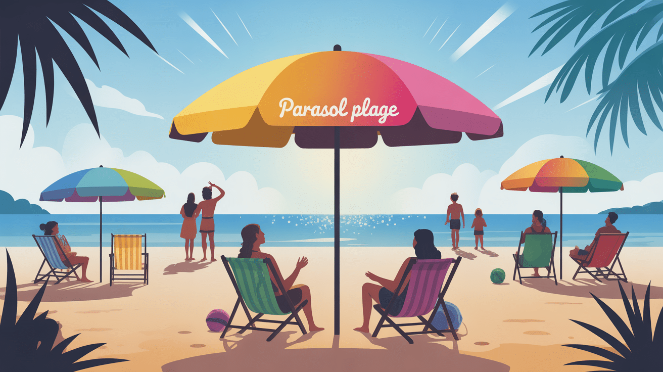 parasol plage différents modèles sur sable illustration