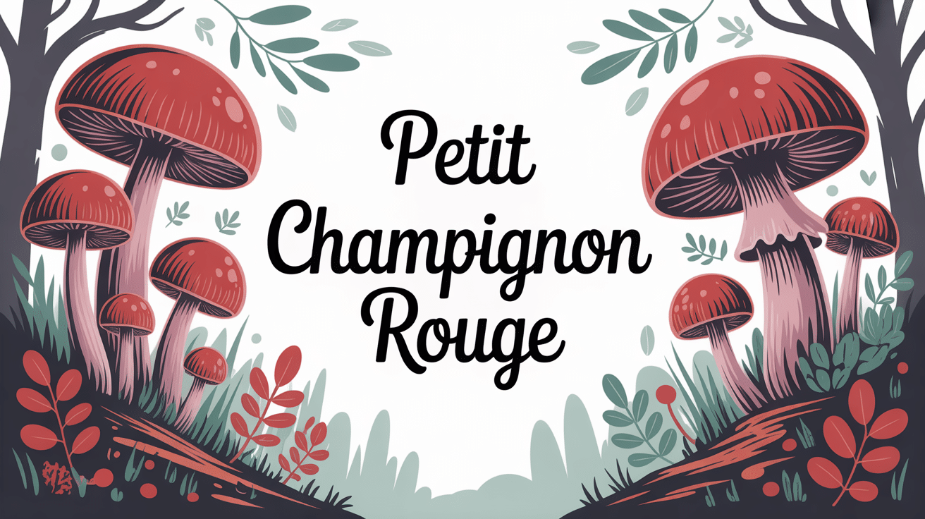 illustration de plusieurs petits champignons rouges en forêt