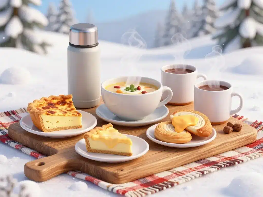 menu chaud pique nique hiver avec thermos et plats réconfortants