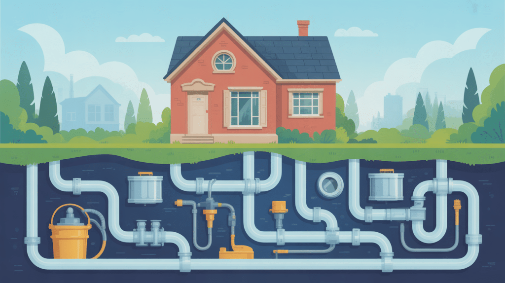 plomberie regard vue globale canalisations et regards