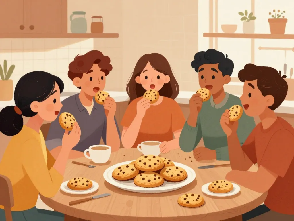 Personnes partageant cookies pois chiche cuisine