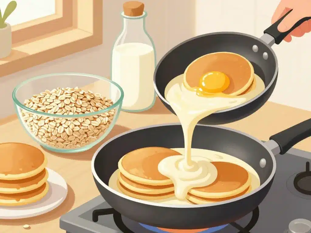 etapes recette pancakes flocons d avoine illustration cuisine