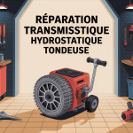 réparation transmission hydrostatique tondeuse illustration atelier