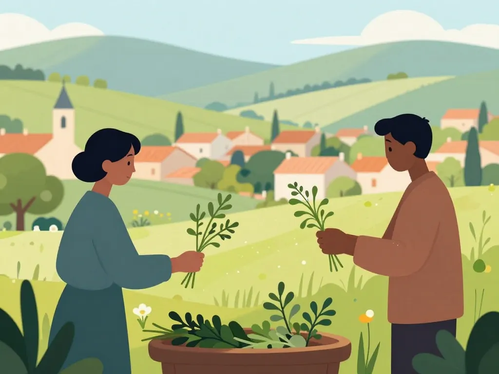 repounchou communauté occitane illustration village