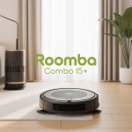 Roomba Combo i5+ illustré dans intérieur moderne avec station