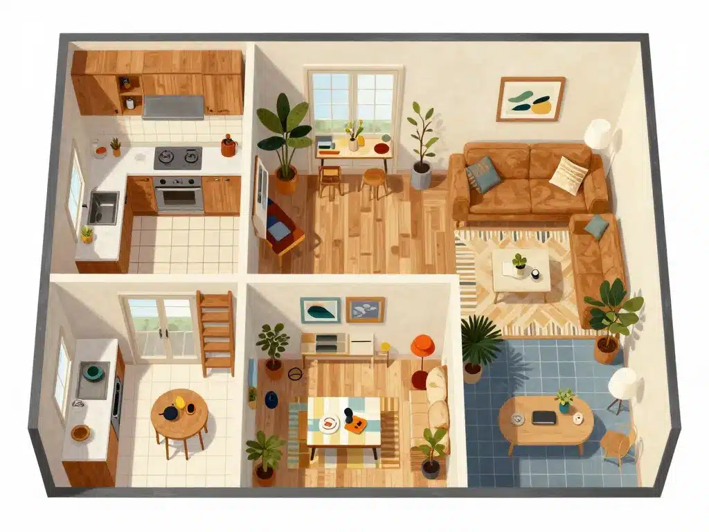 sol melange parquet et carrelage deco appartement