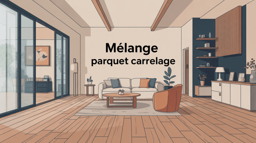 sol melange parquet et carrelage moderne lumineux