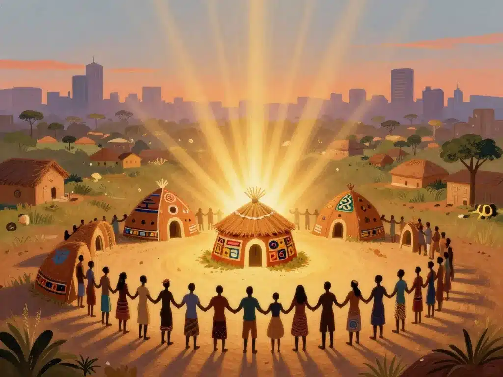 Image métaphorique sur la symbolique et l’évolution des huttes africaines