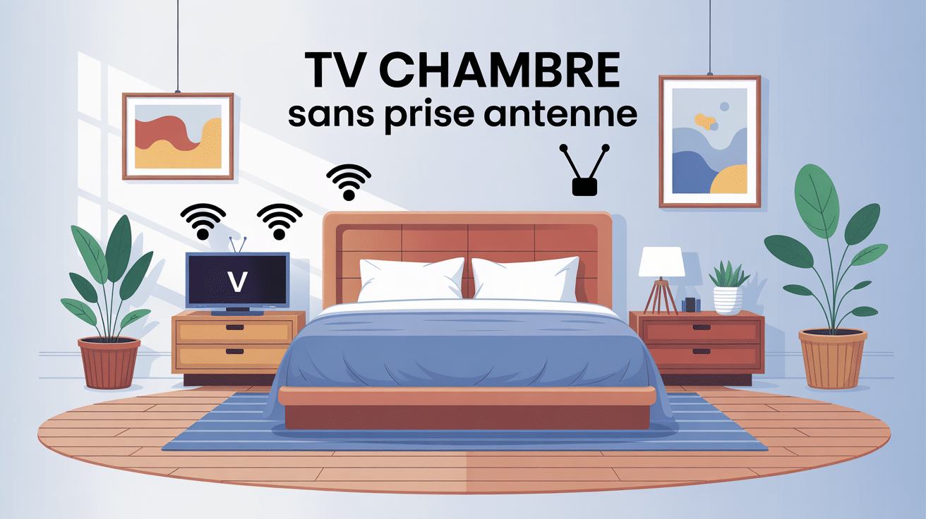 Illustration tv chambre sans prise antenne et options de connexion modernes