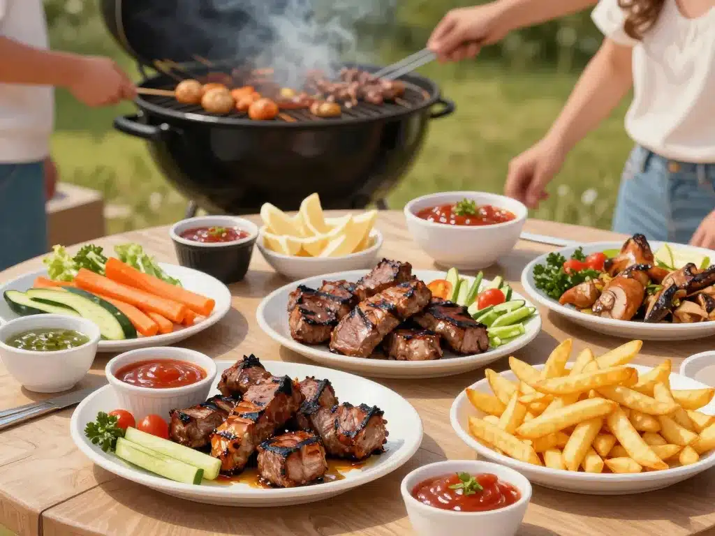 Mets grillades, frites et apéritif avec sauce brasil à tremper