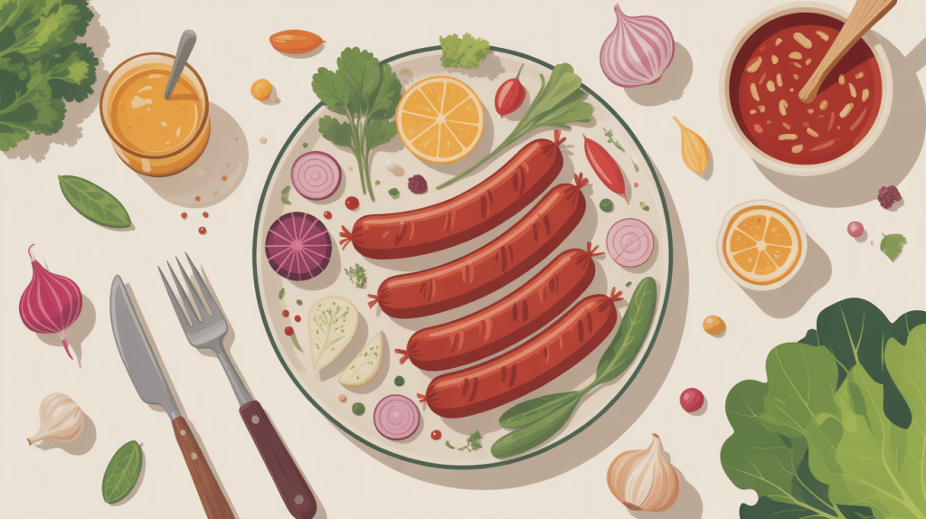 Avec quoi accompagner des saucisses assiette légumes féculents sauces