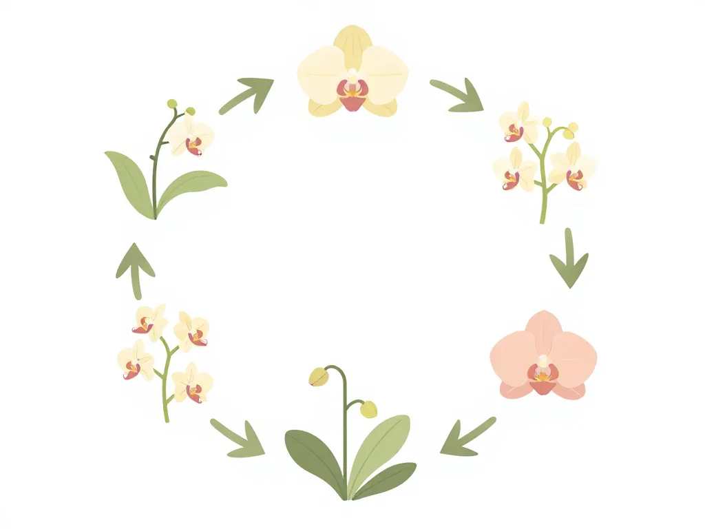 Schéma cycle noble dendrobium orchidée diagramme
